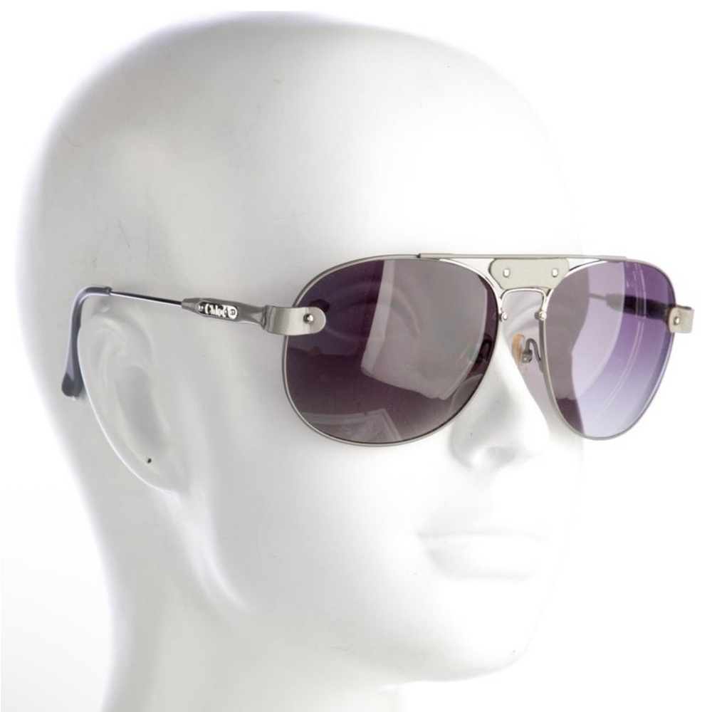 Chloe Silver and Purple Aviator Sunglasses